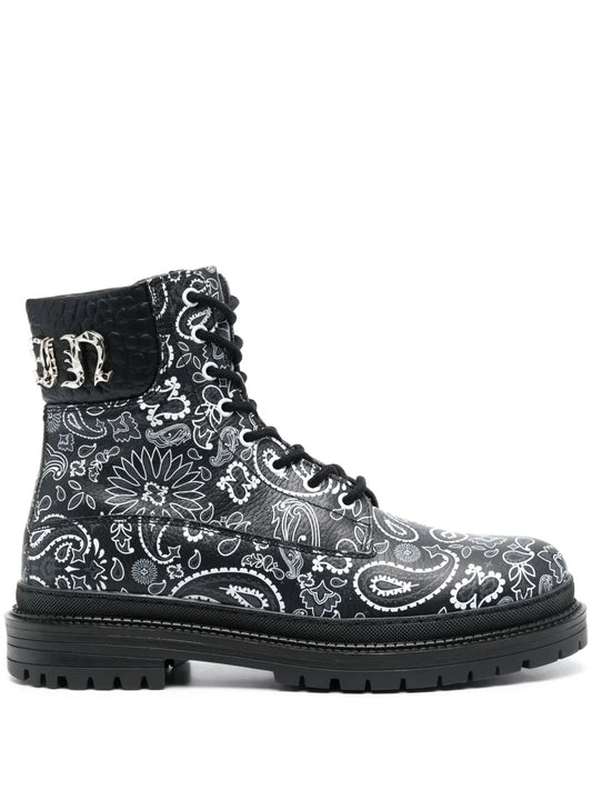 Philipp Plein paisley-print leather ankle boots