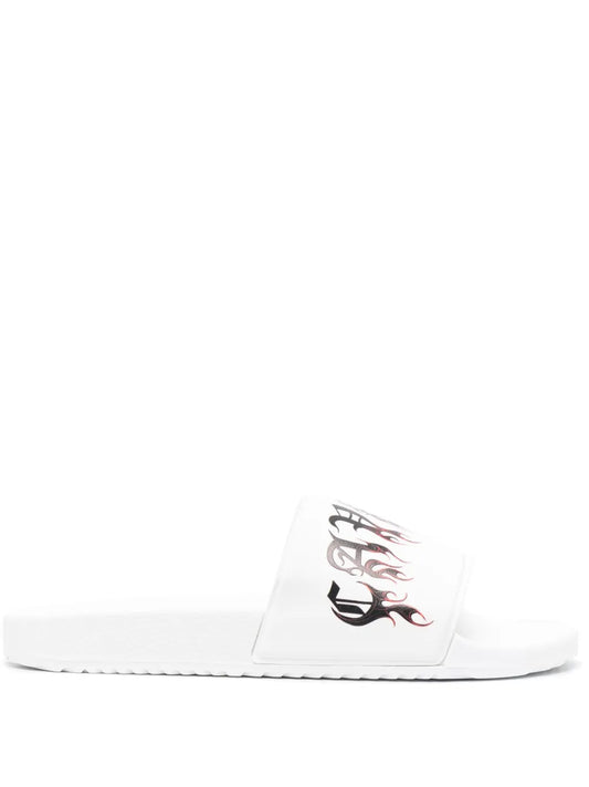 Roberto Cavalli gothic logo-print slides