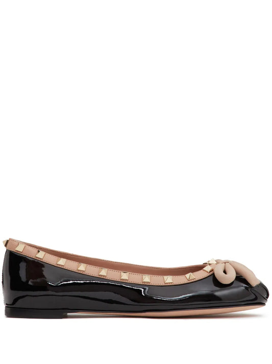 Valentino Garavani Rockstud patent-leather ballerina shoes