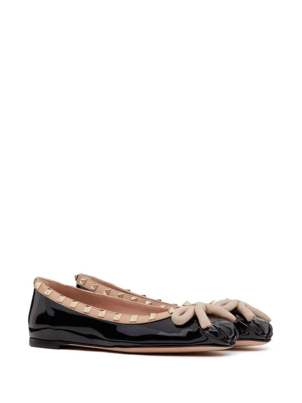 Valentino Garavani Rockstud patent-leather ballerina shoes