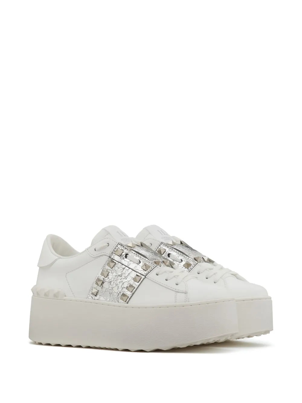 Valentino Garavani Rockstud Untitled metallic flatform sneakers