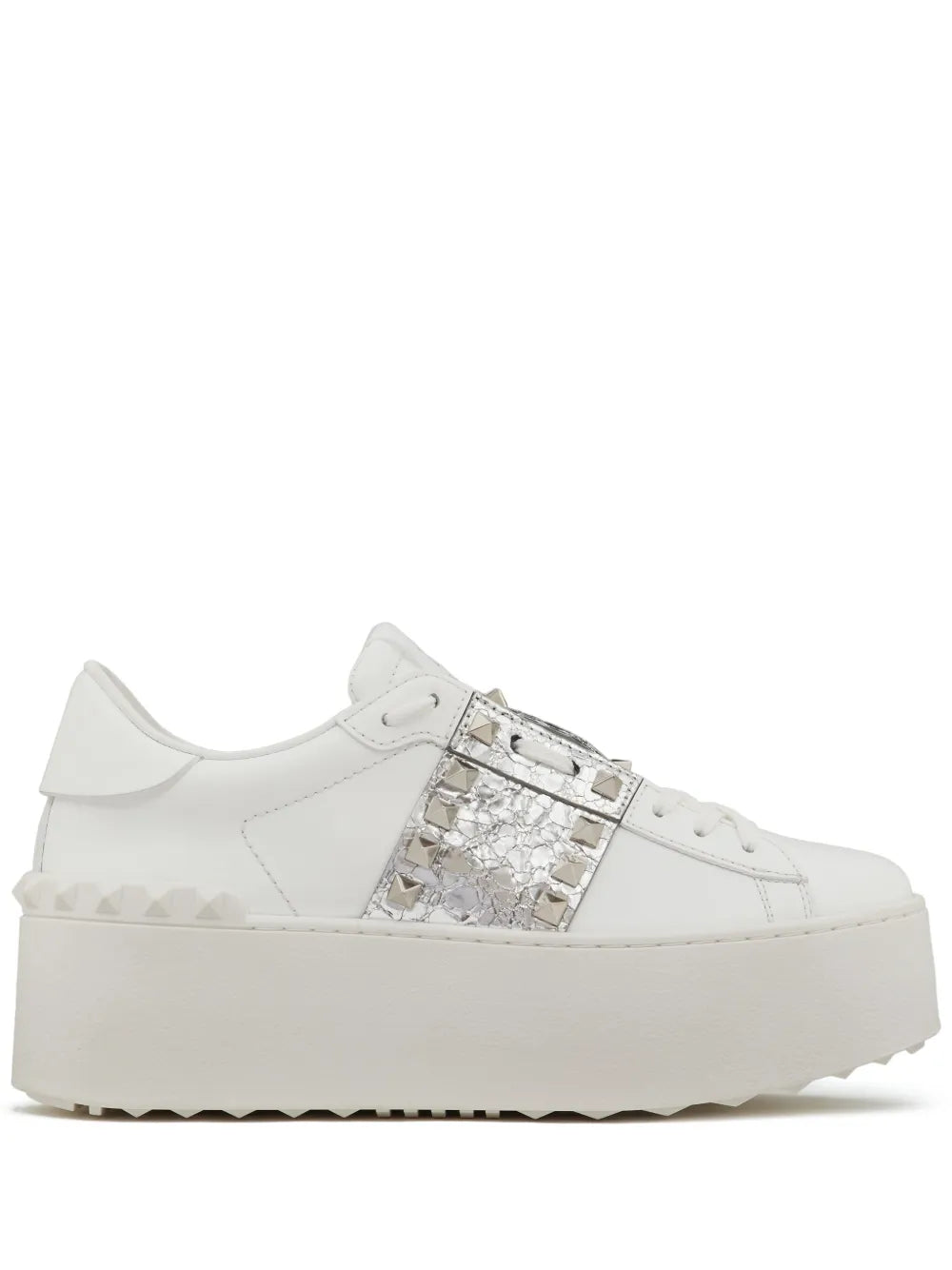 Valentino Garavani Rockstud Untitled metallic flatform sneakers