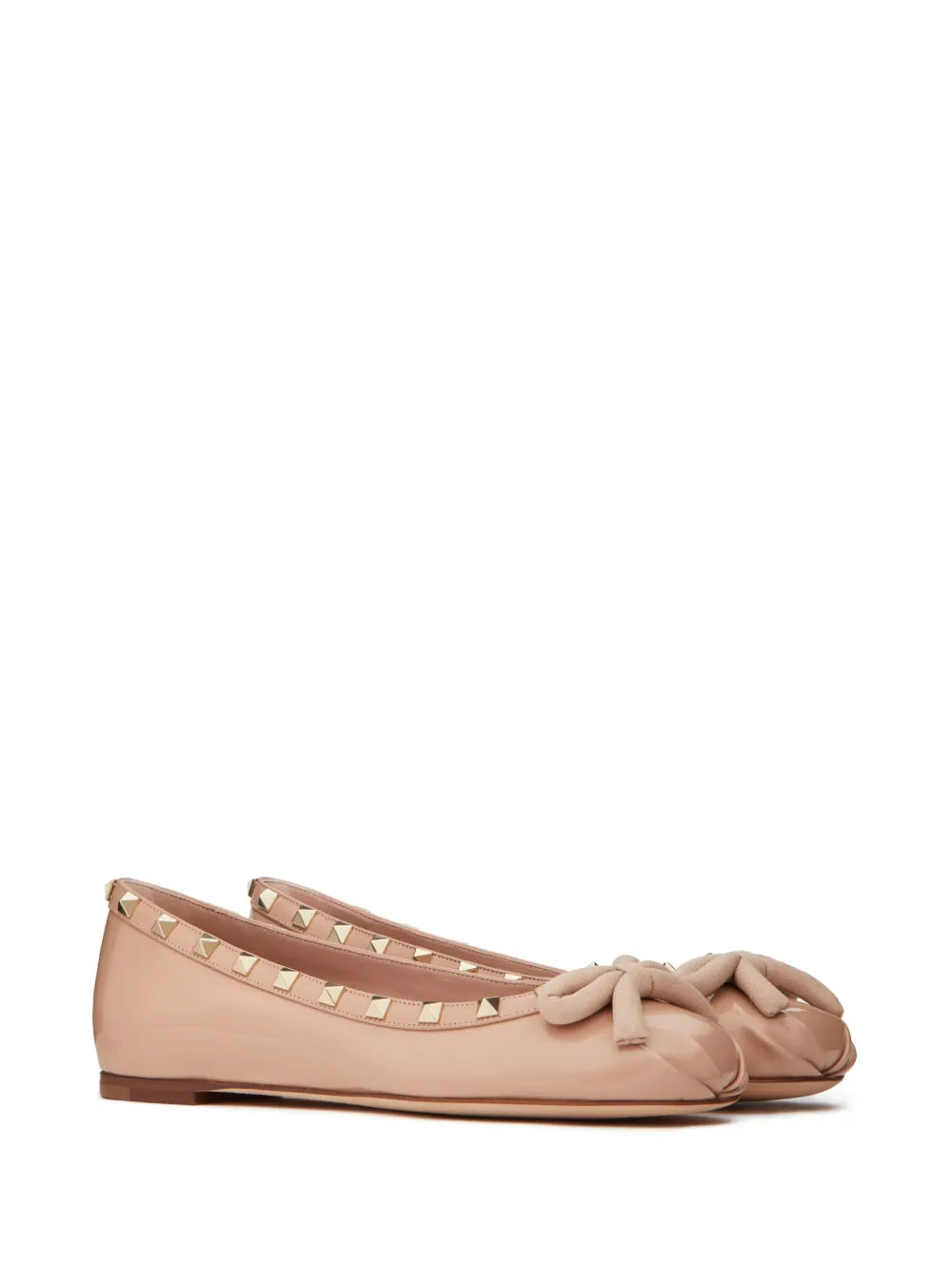 Valentino Garavani Rockstud patent-leather ballerina shoes
