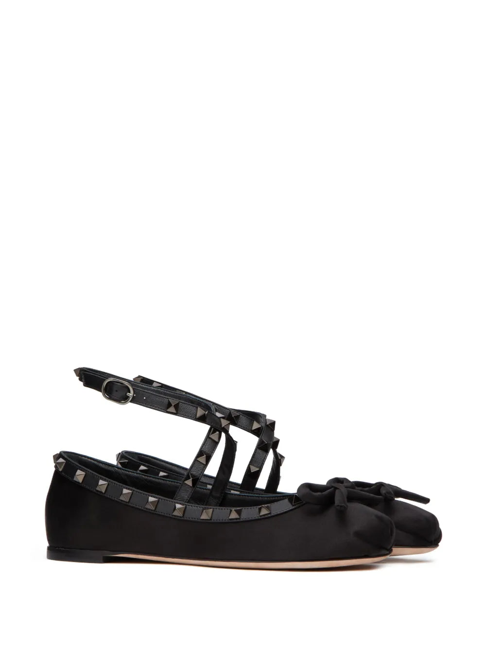 Valentino Garavani Rockstud satin ballerina shoes