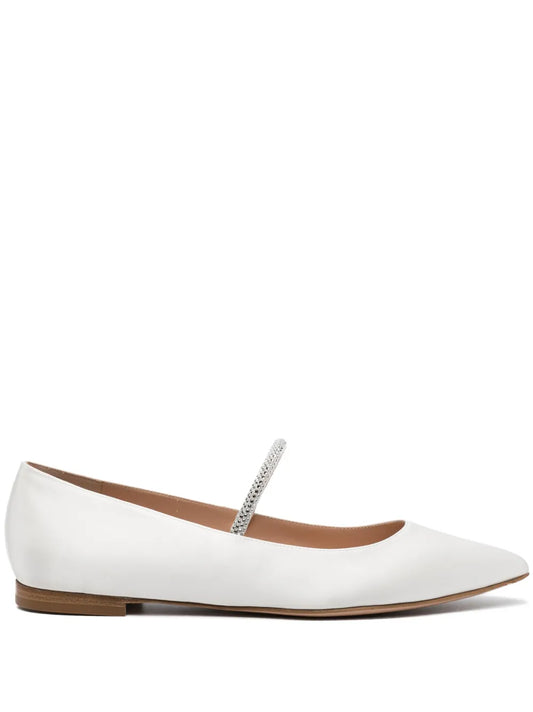 Gianvito Rossi crystal-embellished satin ballet pumps
