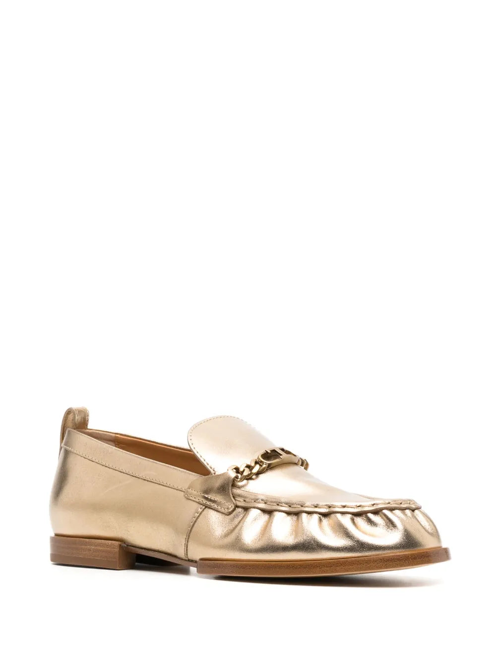 Tod's metallic leather loafers
