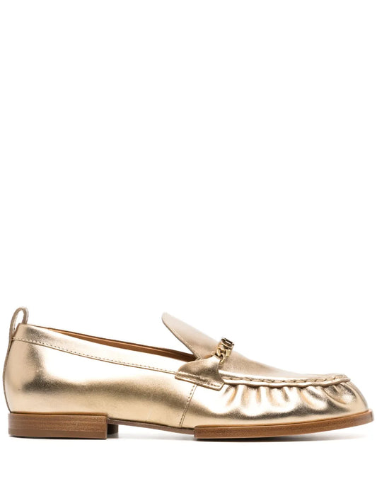 Tod's metallic leather loafers
