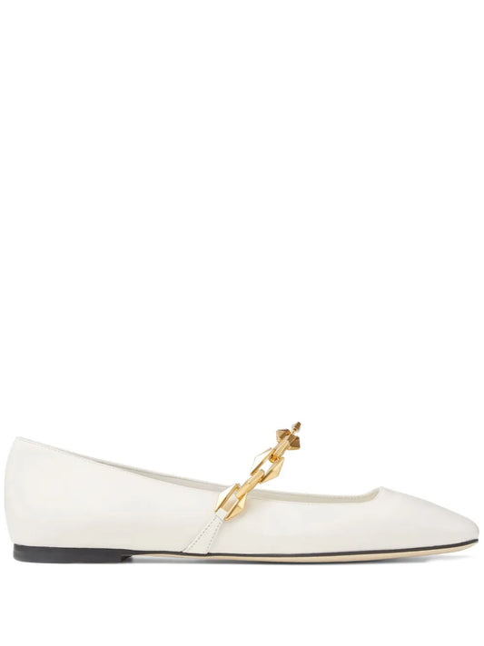 Jimmy Choo Diamond Tilda leather ballerina shoes