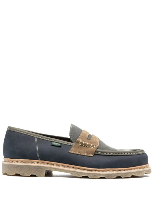 Paraboot three-tone suede penny loafers