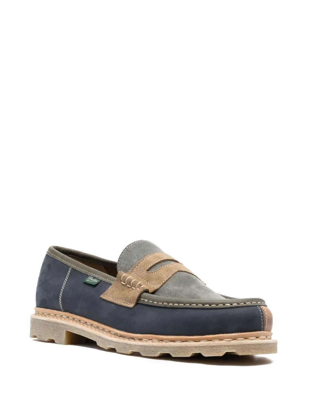 Paraboot three-tone suede penny loafers