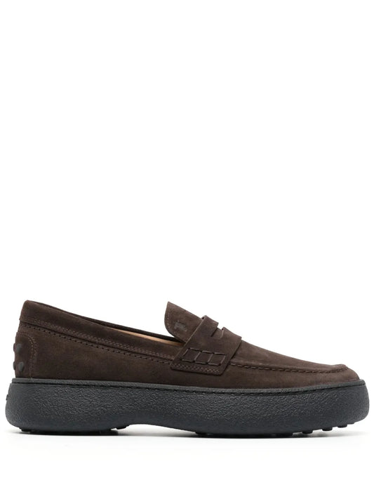 Tod's logo-stamped suede penny loafers