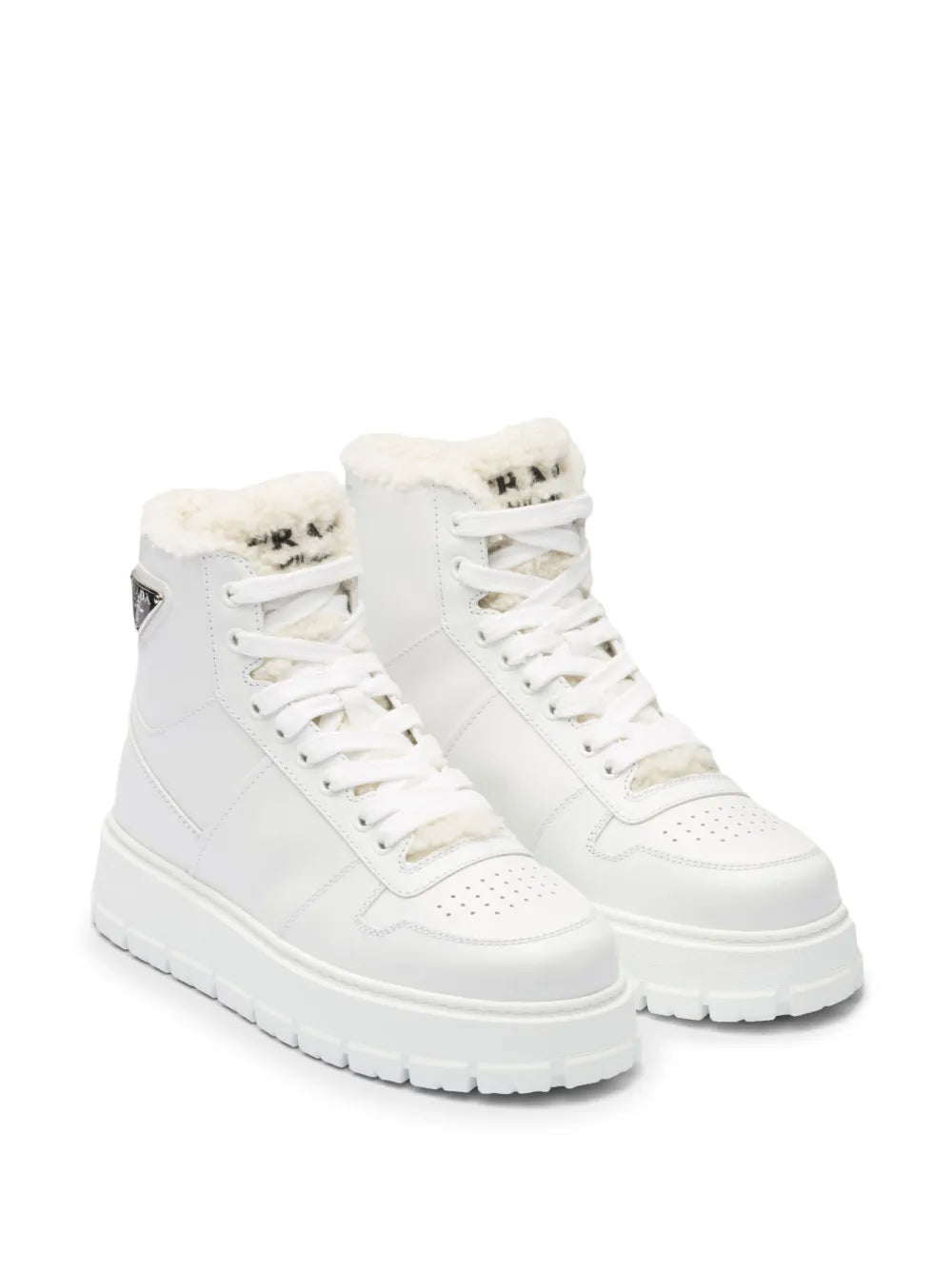 Prada triangle-logo high-top leather sneakers