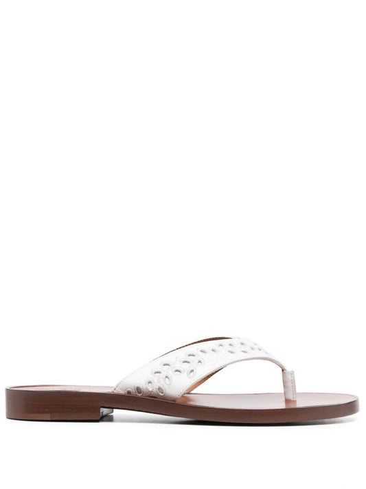 Chloé floral-embroidery flat flip flops