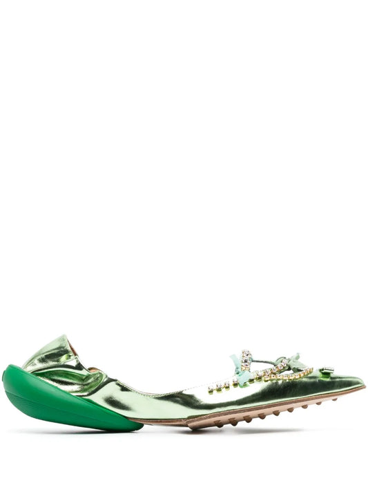 13 09 SR metallic pointy-tip ballerina flats