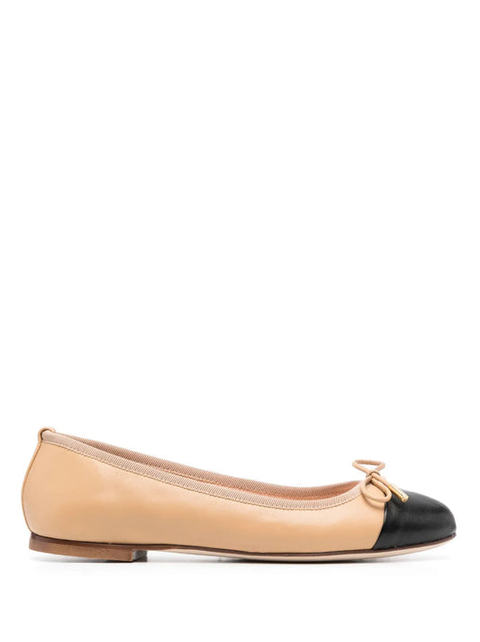 Scarosso contrasting-toecap leather ballerina shoes