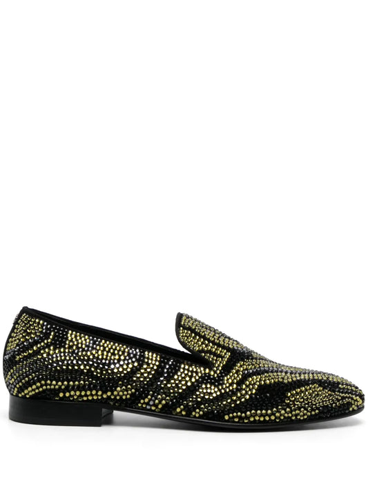Roberto Cavalli crystal-embellished zebra-stripe slippers