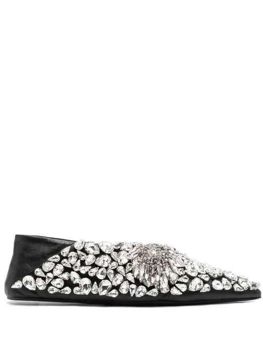 Jil Sander crystal-embellished ballerina shoes