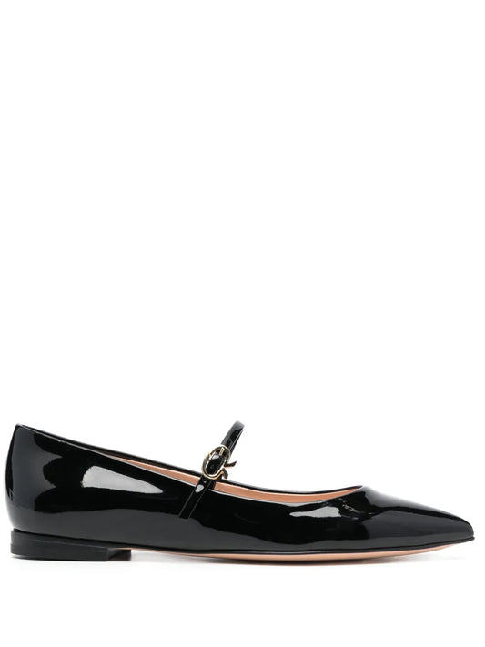 Gianvito Rossi pointed-toe buckle-strap ballerina shoes