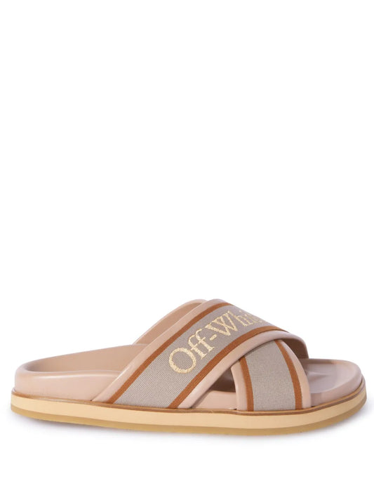 Off-White criss-cross leather slides 