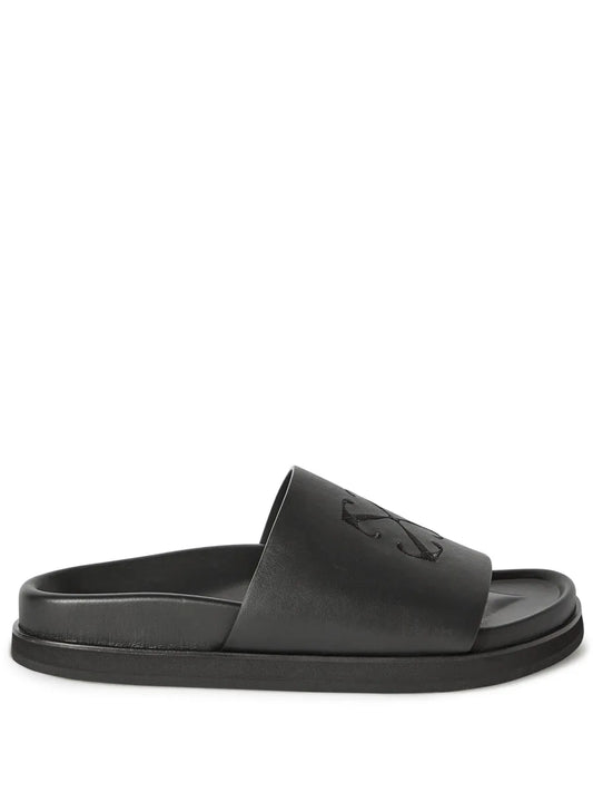 Off-White Cloud Arrow-embroidered leather sliders