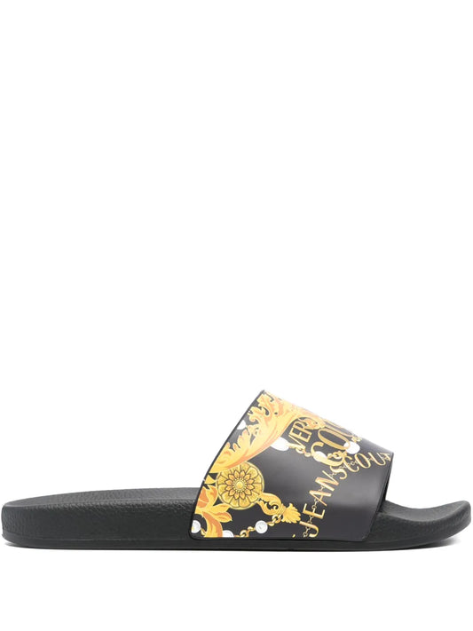 Versace Jeans Couture logo-print open-toe slides 