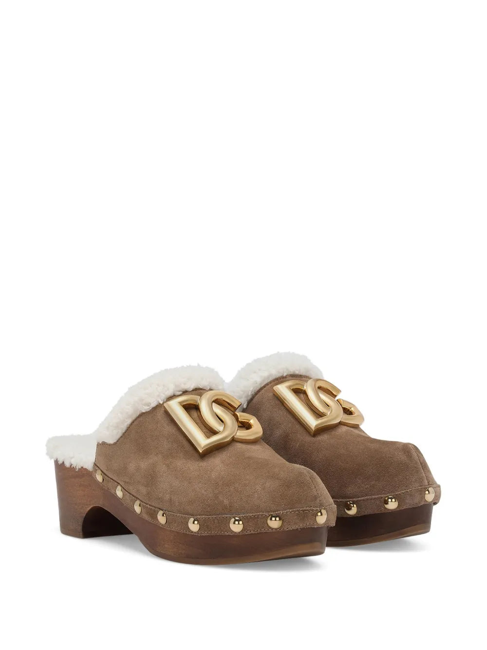 Dolce & Gabbana logo-plaque suede clogs