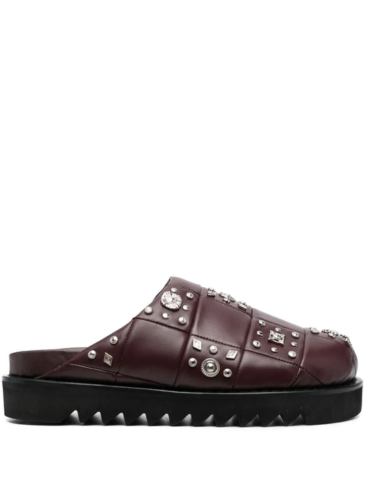 Toga Virilis stud-embellished leather slippers
