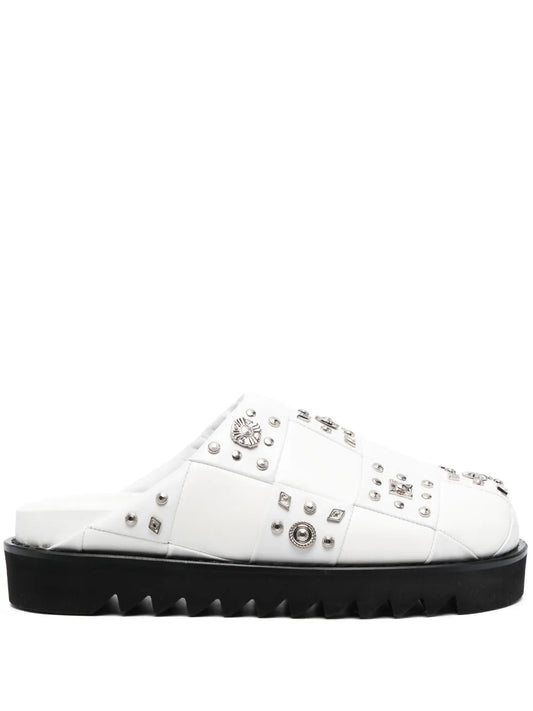 Toga Virilis stud-embellished leather slippers