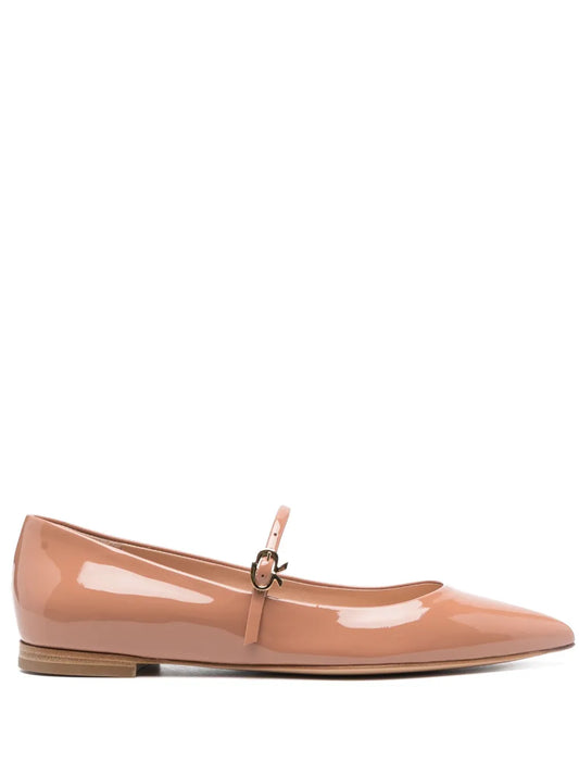 Gianvito Rossi pointed-toe buckle-strap ballerina shoes
