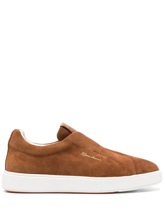 Santoni suede slip-on sneakers