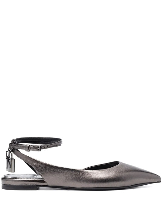 TOM FORD Padlock metallic-leather ballerina shoes