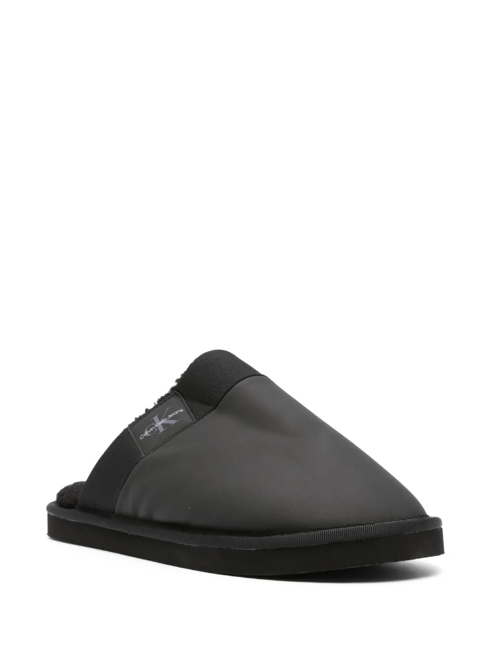 Calvin Klein Jeans logo-patch faux-shearling slippers