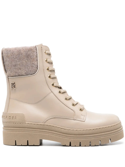 Tommy Hilfiger monogram-plaque felted boots