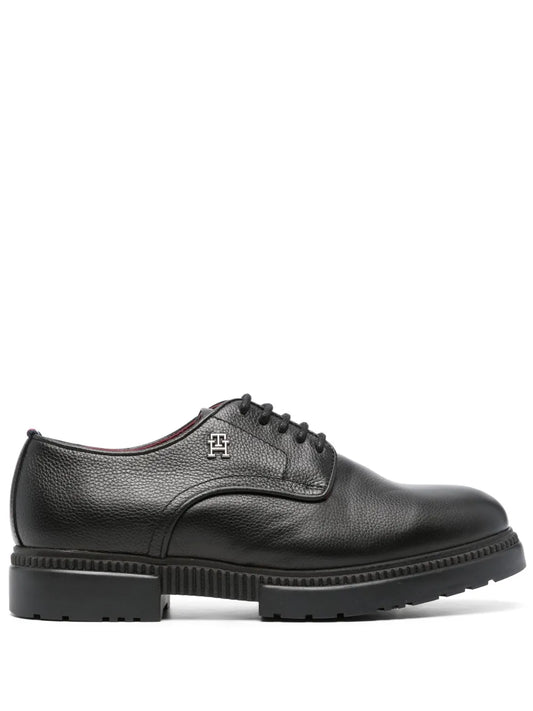 Tommy Hilfiger logo-plaque leather derby shoes