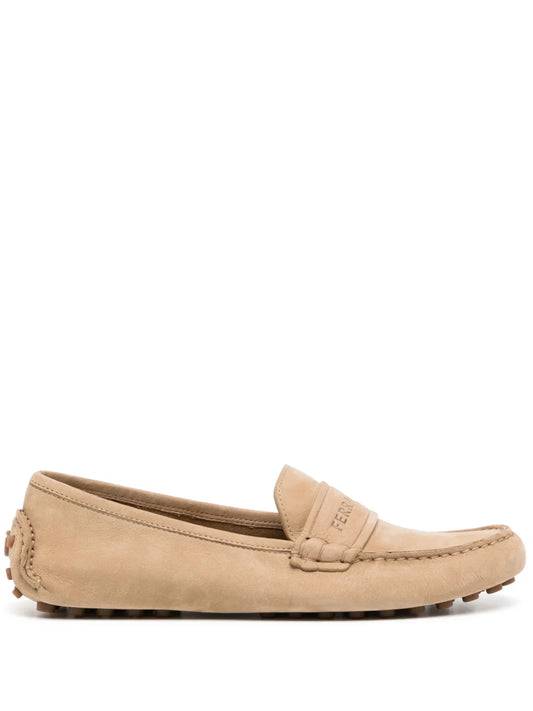 Ferragamo logo-debossed suede leather loafers 