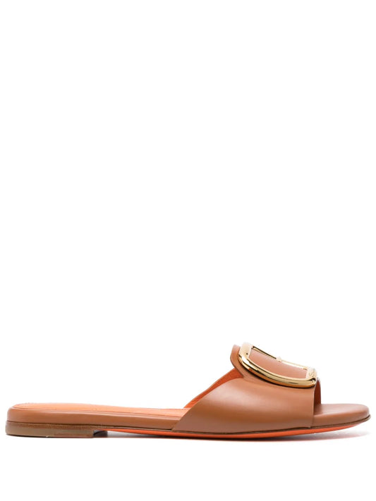 Santoni buckle leather slides