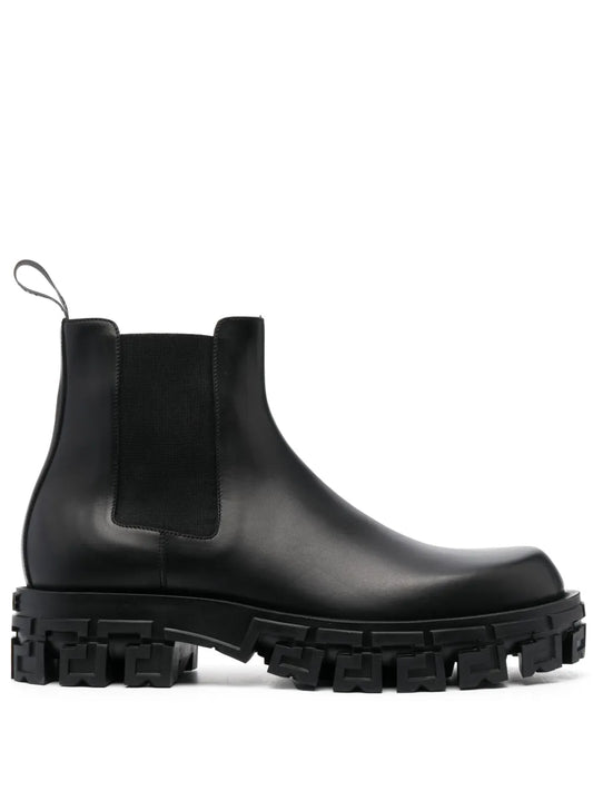 Versace Greca Portico leather Chelsea boots