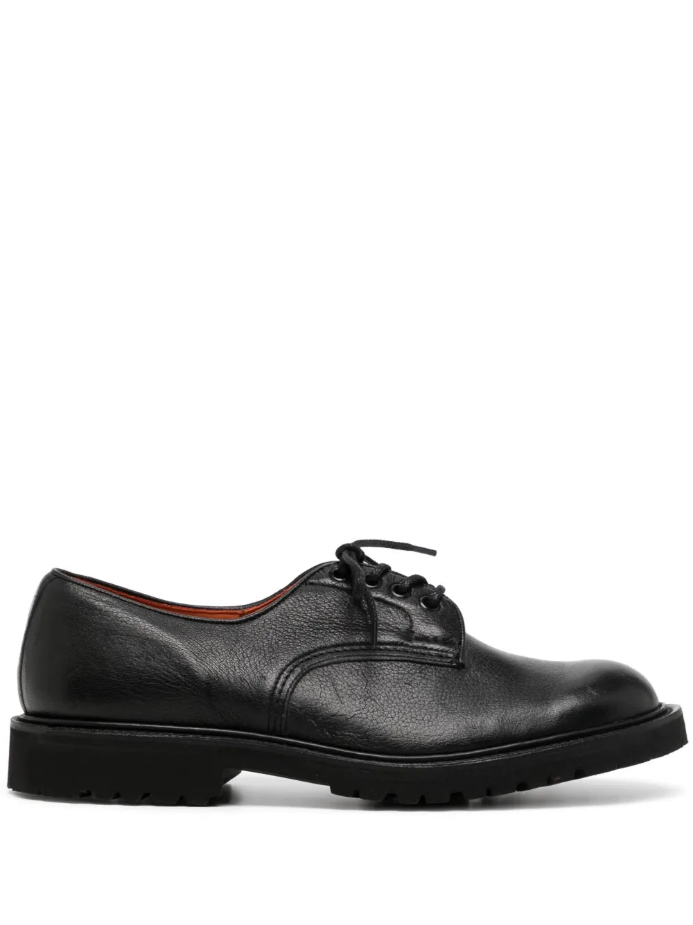 Tricker's lace-up pebbled leather loafers