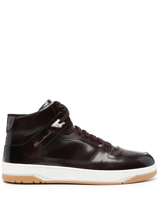 Santoni logo-print high-shine finish sneakers 
