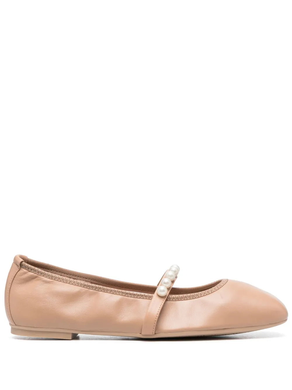 Stuart Weitzman Goldie pearl-embellished leather flats