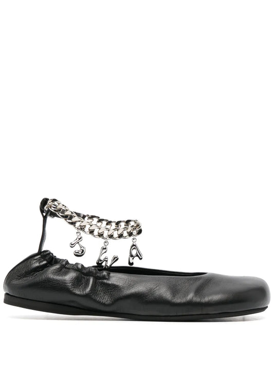 JW Anderson logo-charm leather ballerina shoes