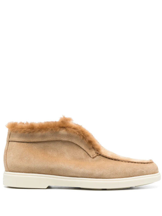 Santoni tonal-stitching leather loafers 