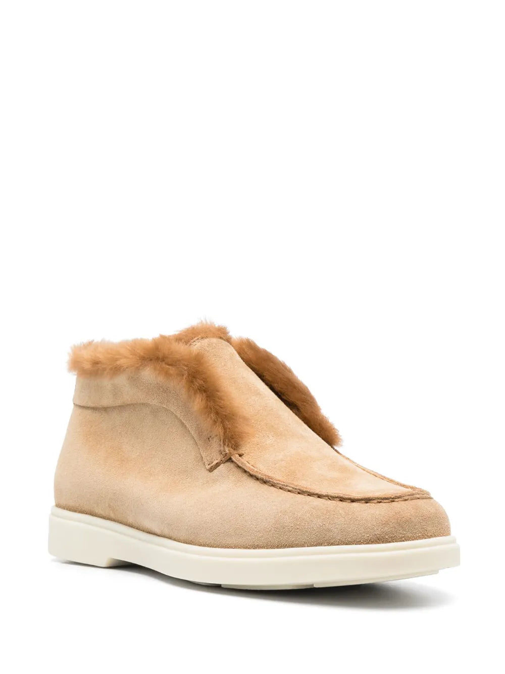 Santoni tonal-stitching leather loafers 