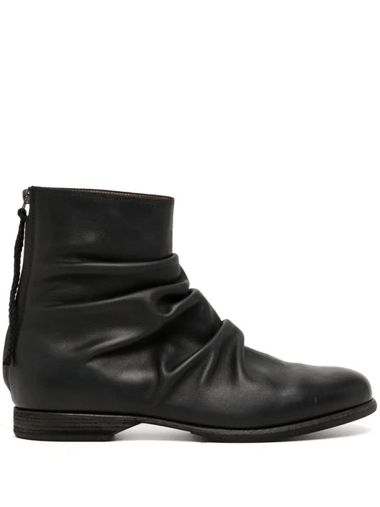 Yohji Yamamoto pleat-detail leather boots