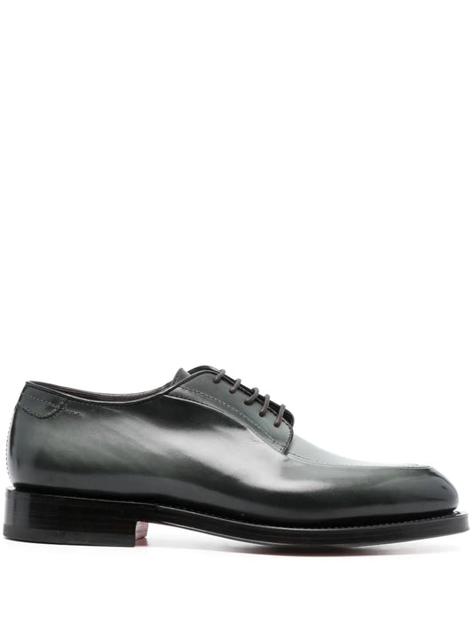 Santoni almond-toe leather derby shoes