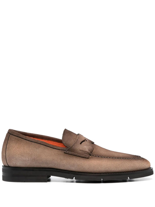 Santoni almond-toe suede loafers