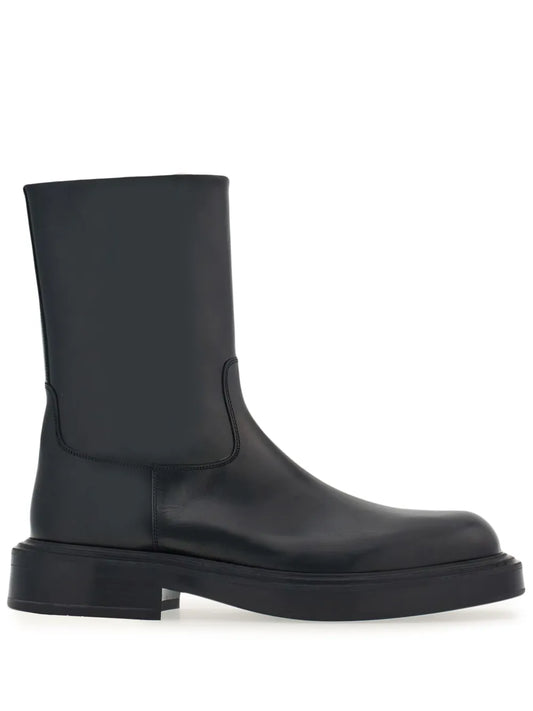 Ferragamo panelled patent-leather ankle boots