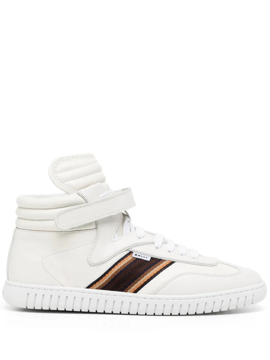 Bally side-stripe leather high-top sneakers