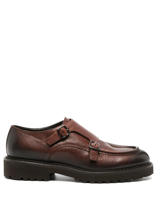 Doucal's Tumbled leather monk shoes