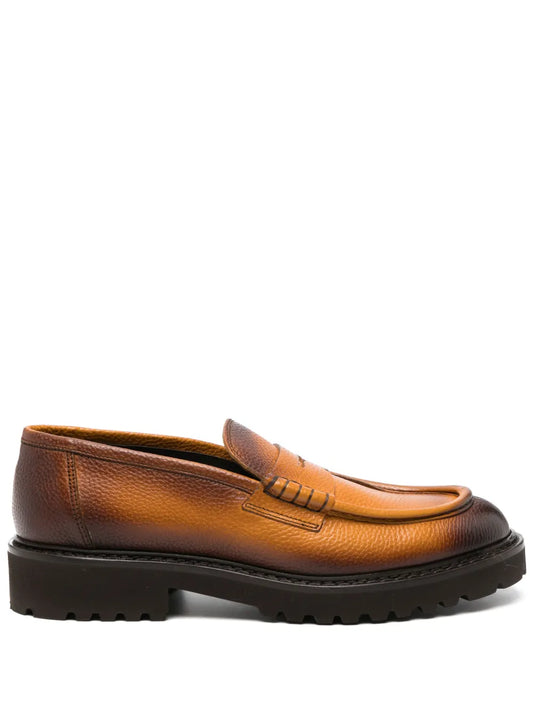 Doucal's Tumbled pebbled leather loafers